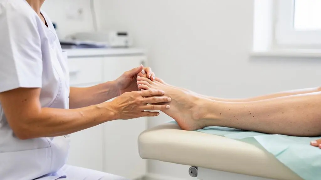 Un chirurgien orthopédiste examinant le pied d'un patient lors d'une consultation médicale